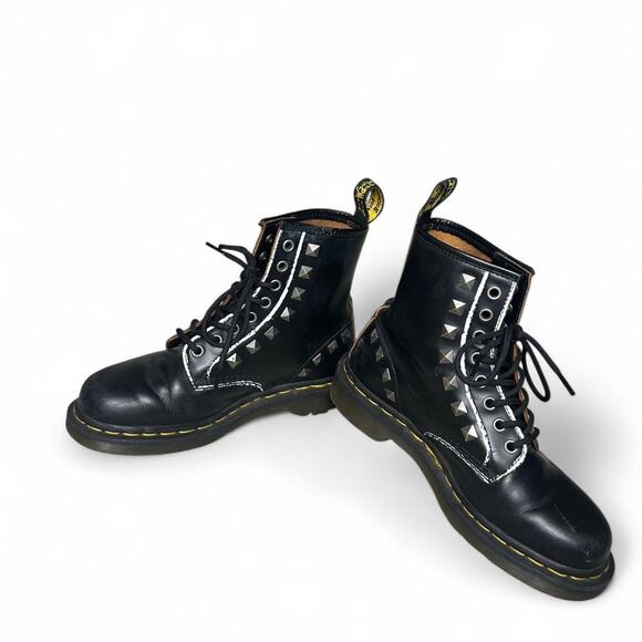 dr martens size 7 studded black mace 1460 combat boot - Picture 1 of 7